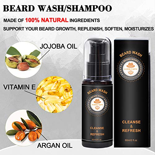 Upgraded Beard Grooming Kit w/Beard Conditioner,Beard Oil,Beard Balm,Beard Brush,Beard Shampoo/Wash,Beard Comb,Beard Shaper,Beard Scissor,Storage Bag,Beard E-Book,Beard Growth Care Daddy Gifts for Men - FoxMart™️ - XIKEZAN